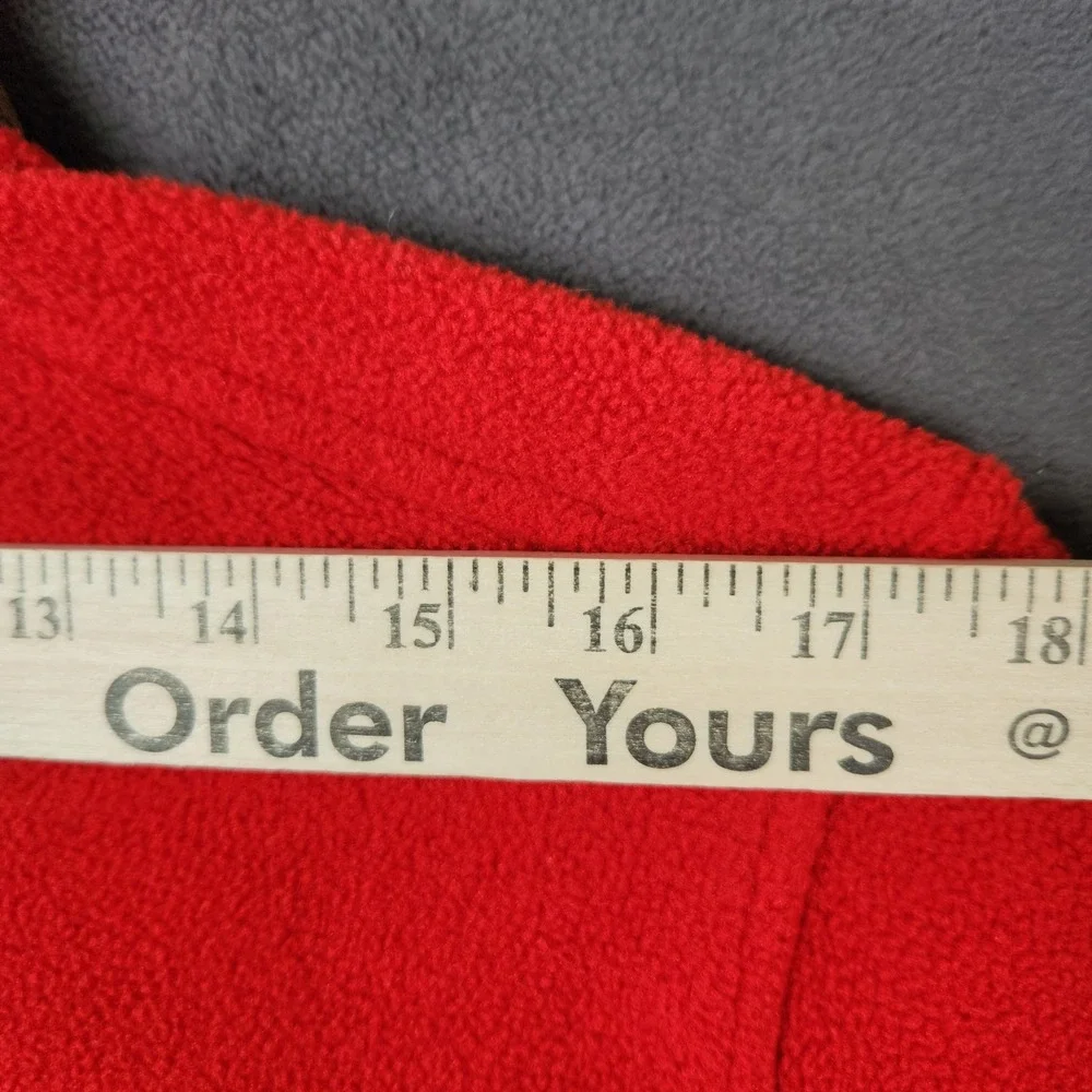 Vintage Polo Ralph Lauren Fleece Jacket Mens Small Red Full Zip‎ Leather Trim